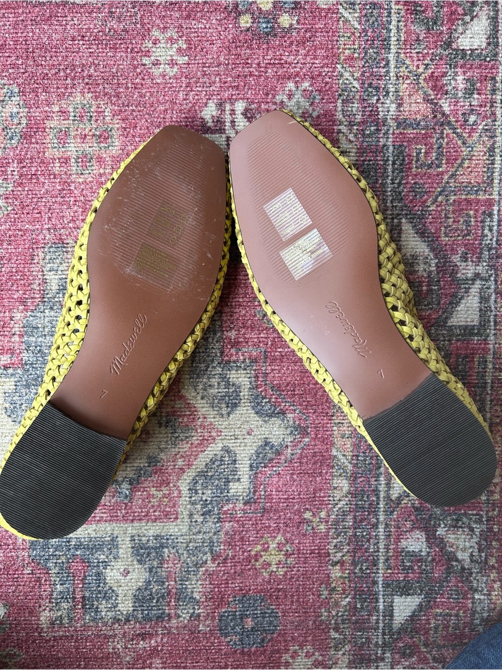Madewell The Mylie Woven Ballet Flats Yellow Leather Sz (Runs Large) - Picture 8 of 10